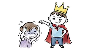 王冠を被りお客様は神様だと勘違いして偉そうに説教する客のイラスト